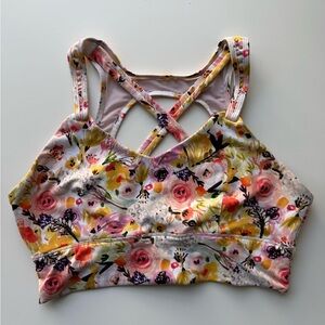 Born Primitive Milk & Muscles Nursing Sports Bra Watercolor Fields size LARGE